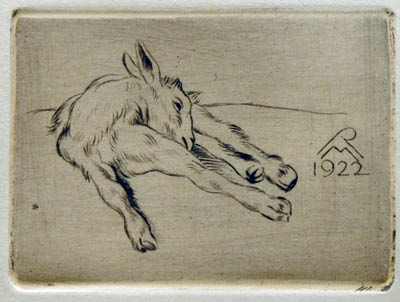 Richard Müller (1874-1954),mit wenigen Strichen meisterhaft erfasst,the young goat caught
with just a few lines